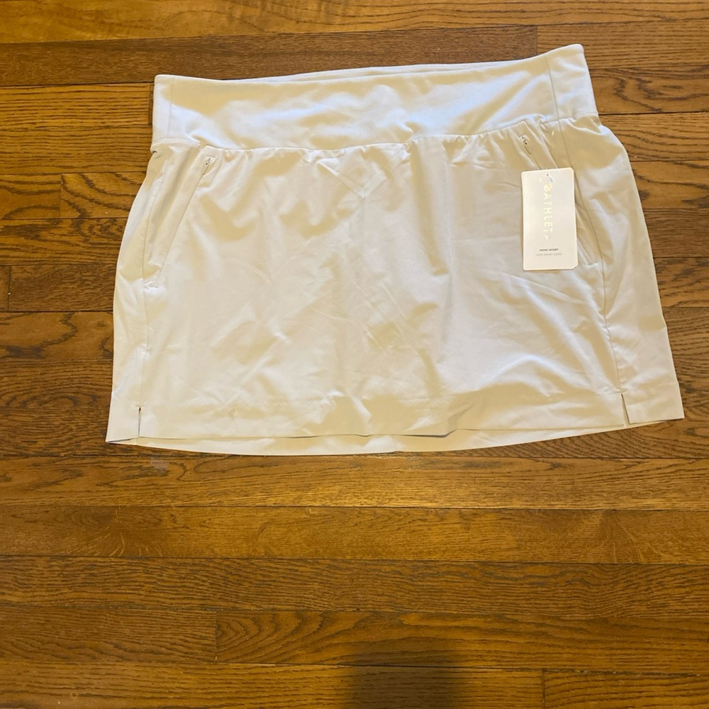 NWT Athleta Soho Skirt Skort Khaki Stretch Zip Pockets Size 20